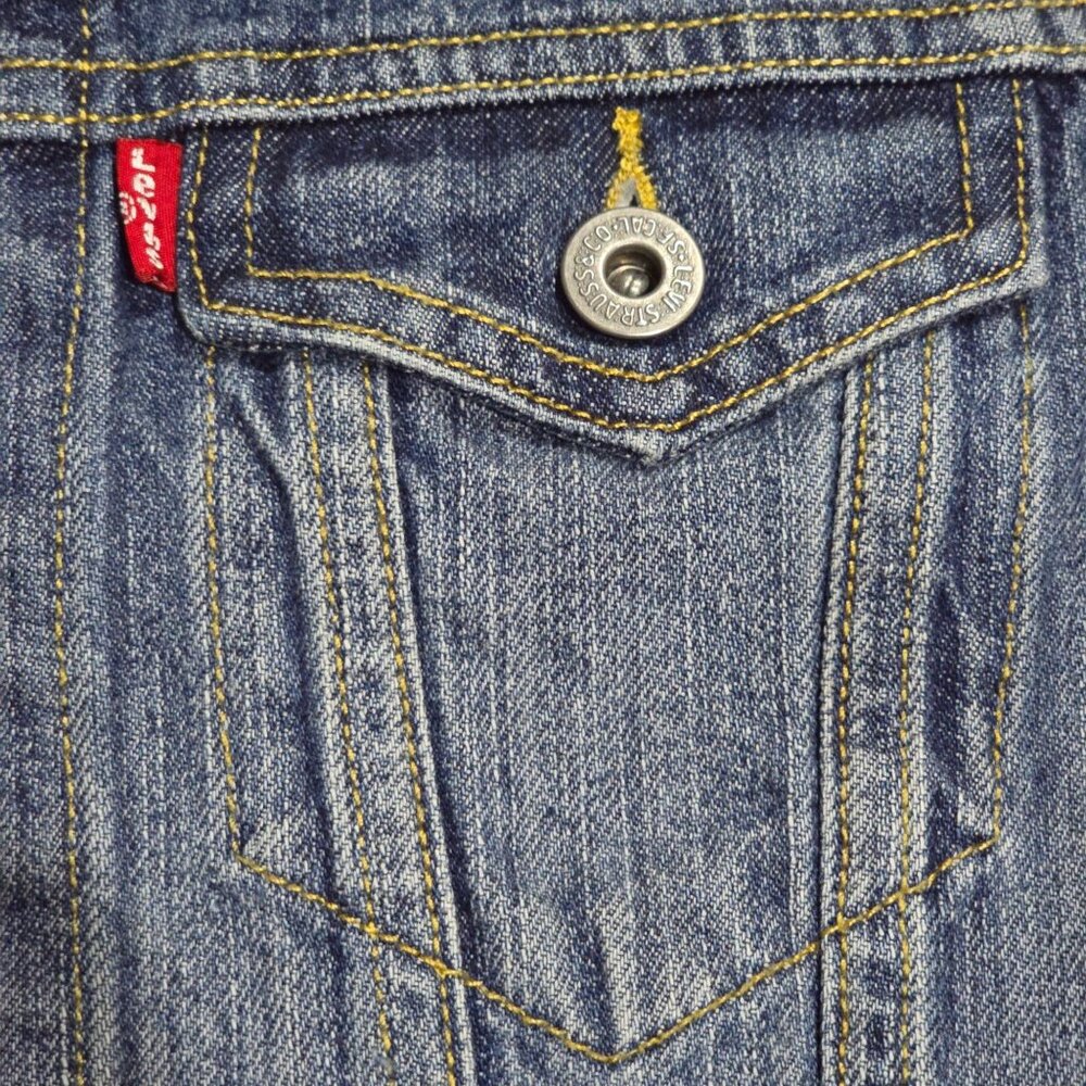 Levi’s ✦ Vintage Blue Sleeveless Denim Vest ✦ Classic Trucker Cotton Layering S - Picture 8 of 13